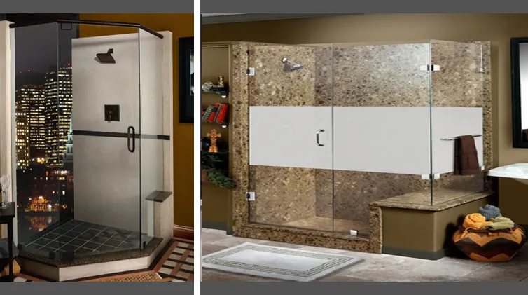 Frameless glass shower enclosure installed in a Georgetown, Texas home